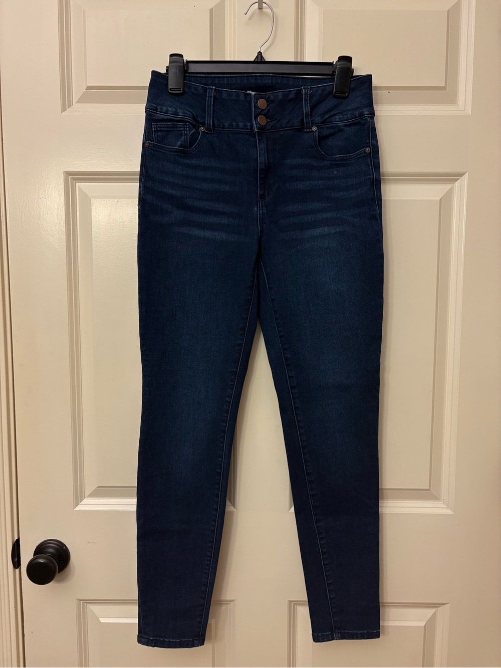 JustFab Dark Indigo High-Rise Skinny Jeans - Picture 5 of 7